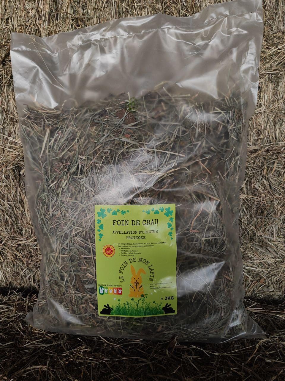 Foin De Crau AOP/AOC 2kg pour Lapin, et Rongeur - lefoindemonlapin (Lot de 1 de 2kg)