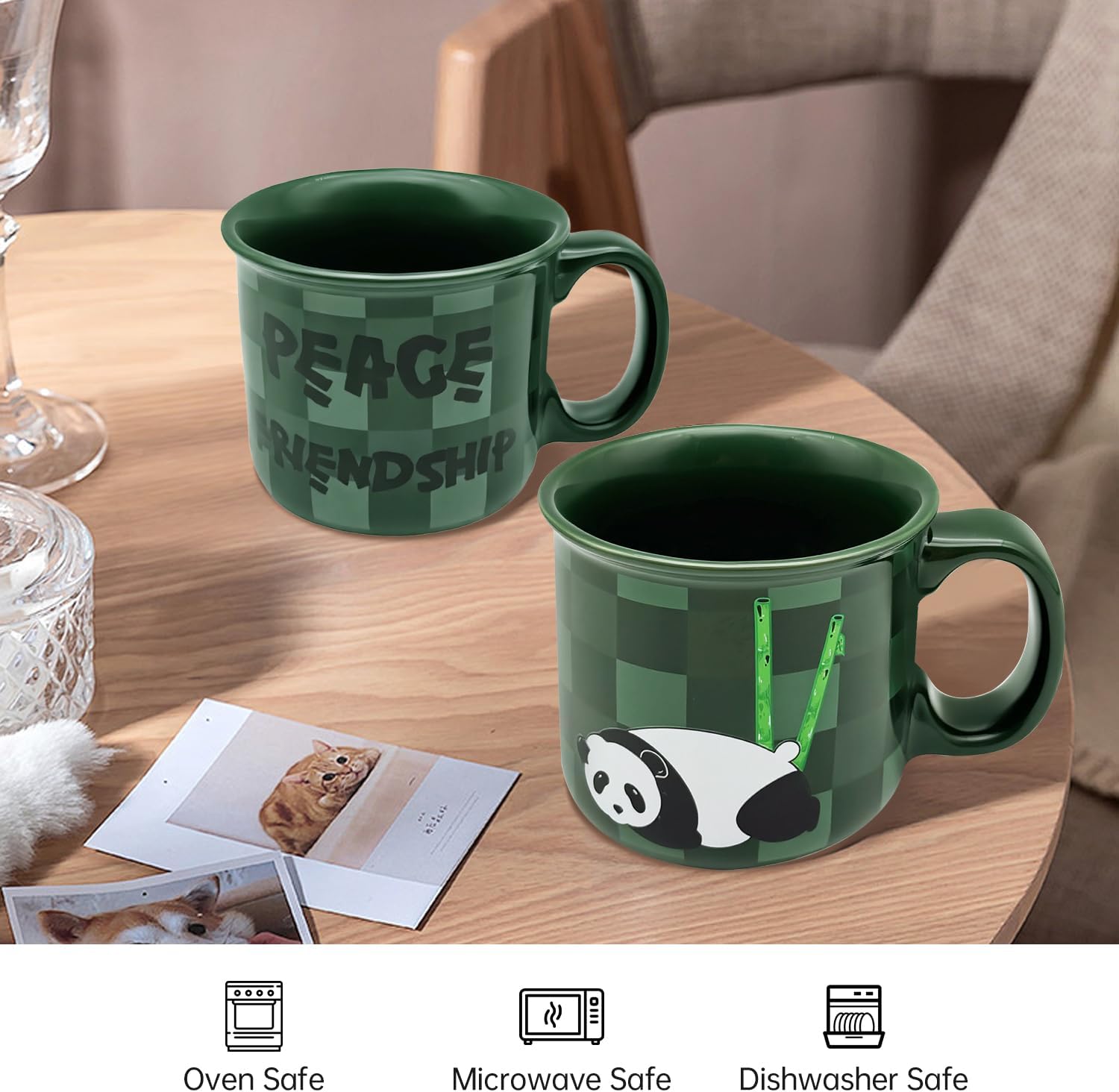 Ceramic Coffee Mugs Set of 4,14OZ Coffee Cups with Handle,Latte Mug,Great for Tea Hot Chocolate,Large Cute Mugs for Men,Women,Kids,Microwave&Dishwasher Safe for Kitchen or Office(GREEN) - Image 5