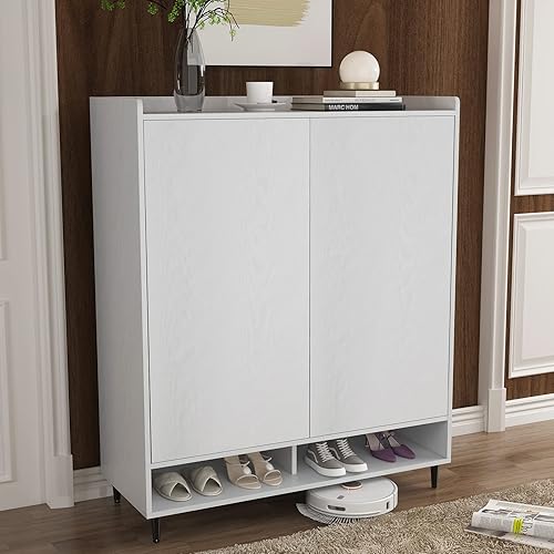 Armario de almacenamiento de zapatos para entrada, armario organizador moderno de 5 niveles con puerta, organizador de zapatos independiente con