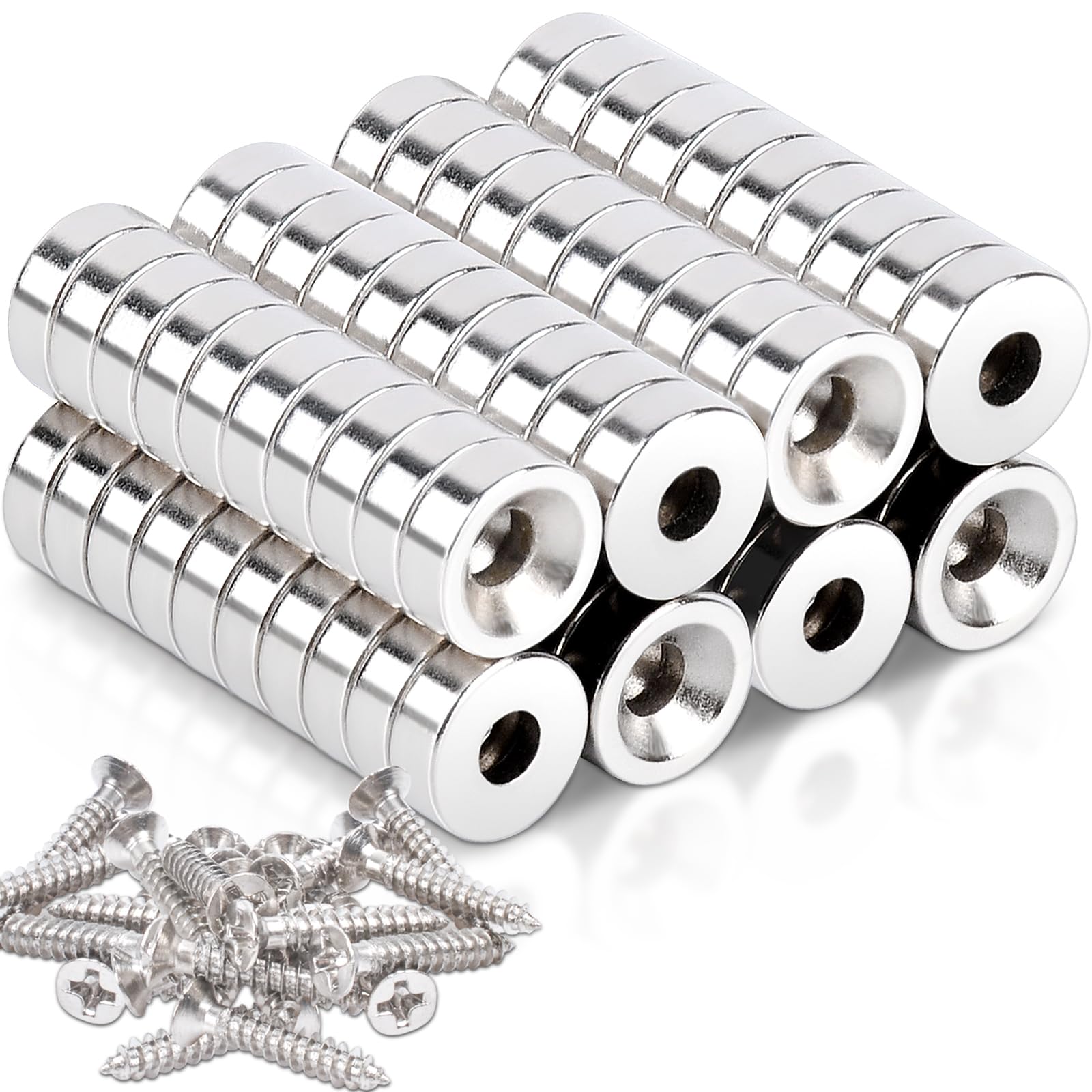 80Pcs Calamite Potenti Magnete Circolare,Calamita Neodimio 8X3-3Mm Con Foro Svas