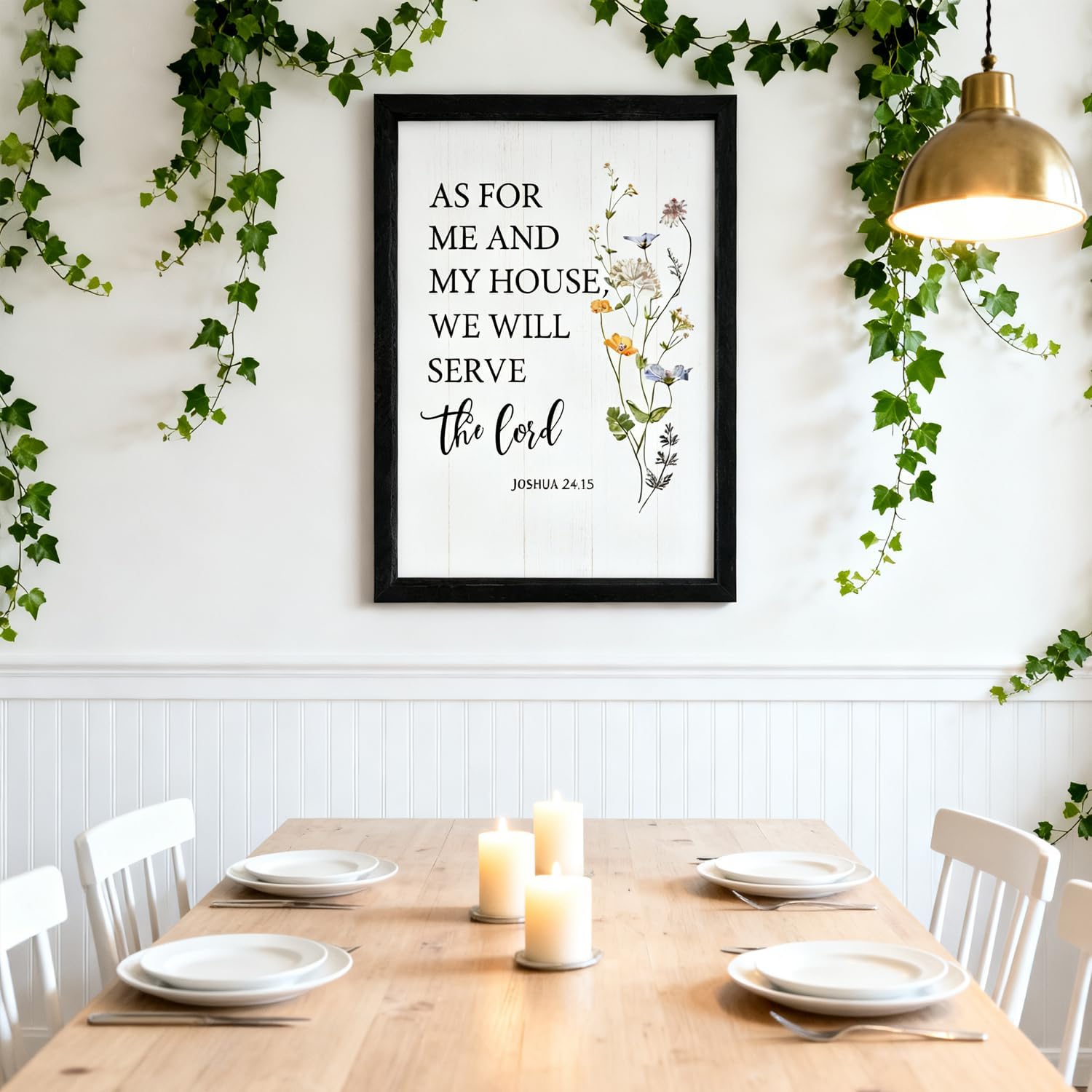 As For Me And My House We Will Serve The Lord Wall Decor, 11x16 Inch Wood Framed Joshua 24:15 Bible Verse Wall Art, Farmhouse Religious Scripture Print Sign Christian Gift For Home Office, Black