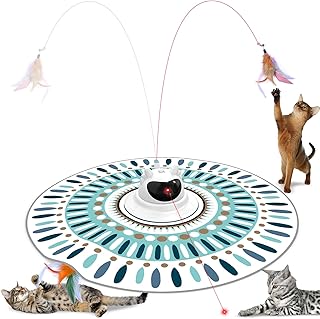 Spessn Interactive Cat Toy, 3-in-1 Hide and Seek Game, Feathers Toy, Rechargeable Intelligence Cat Toy, Red Dot Electric Cat Toy for Cats of All Ages product image