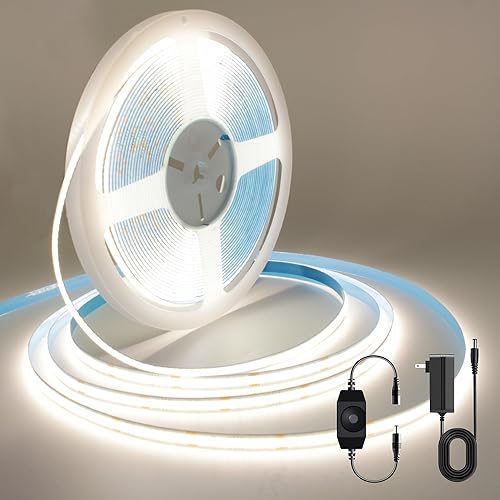 Miniatura 15 de Tira de luz LED COB, tira de luz LED blanca de 16.4 pies, tira de luz LED regulable 4000K de blanco neutro brillante, CRI92+, 8mm de ancho, cinta de