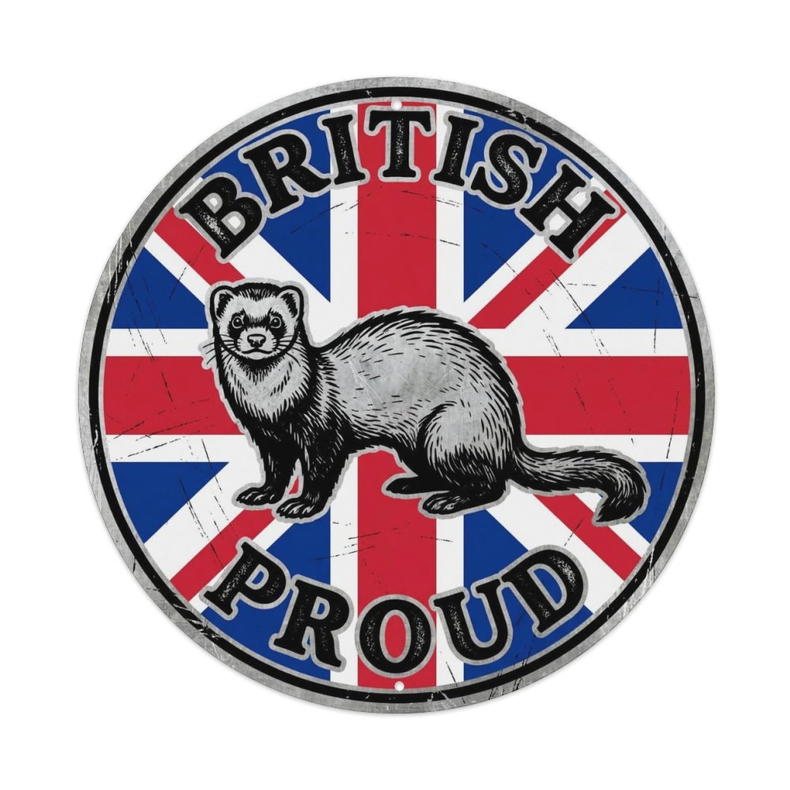 British Proud Polecat Wildlife Heritage Emblem Metal Tin Sign