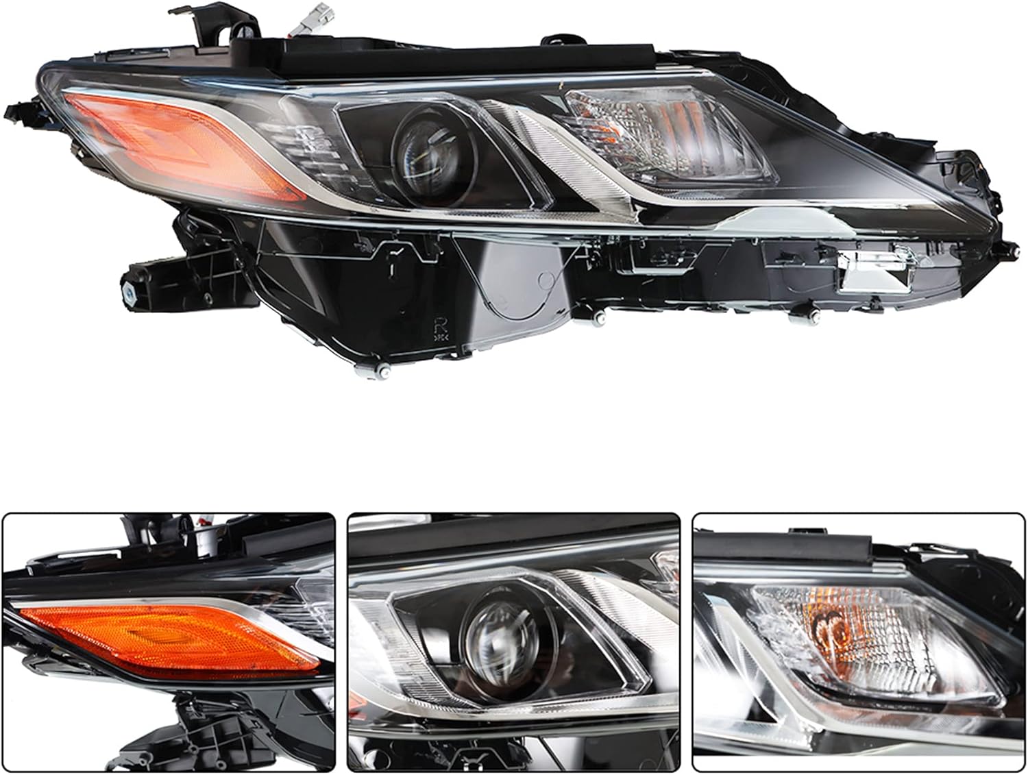 munirater 81110-06C40 TO2503255 Black Housing Right Front Projector Headlights Lights Lamps Passenger Side Replacement for Camry L LE SE 2018 2019