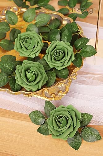 Miniatura 6 de MACTING - Rosas artificiales de tacto real para ramos de boda, fiesta, baby shower, decoración del hogar