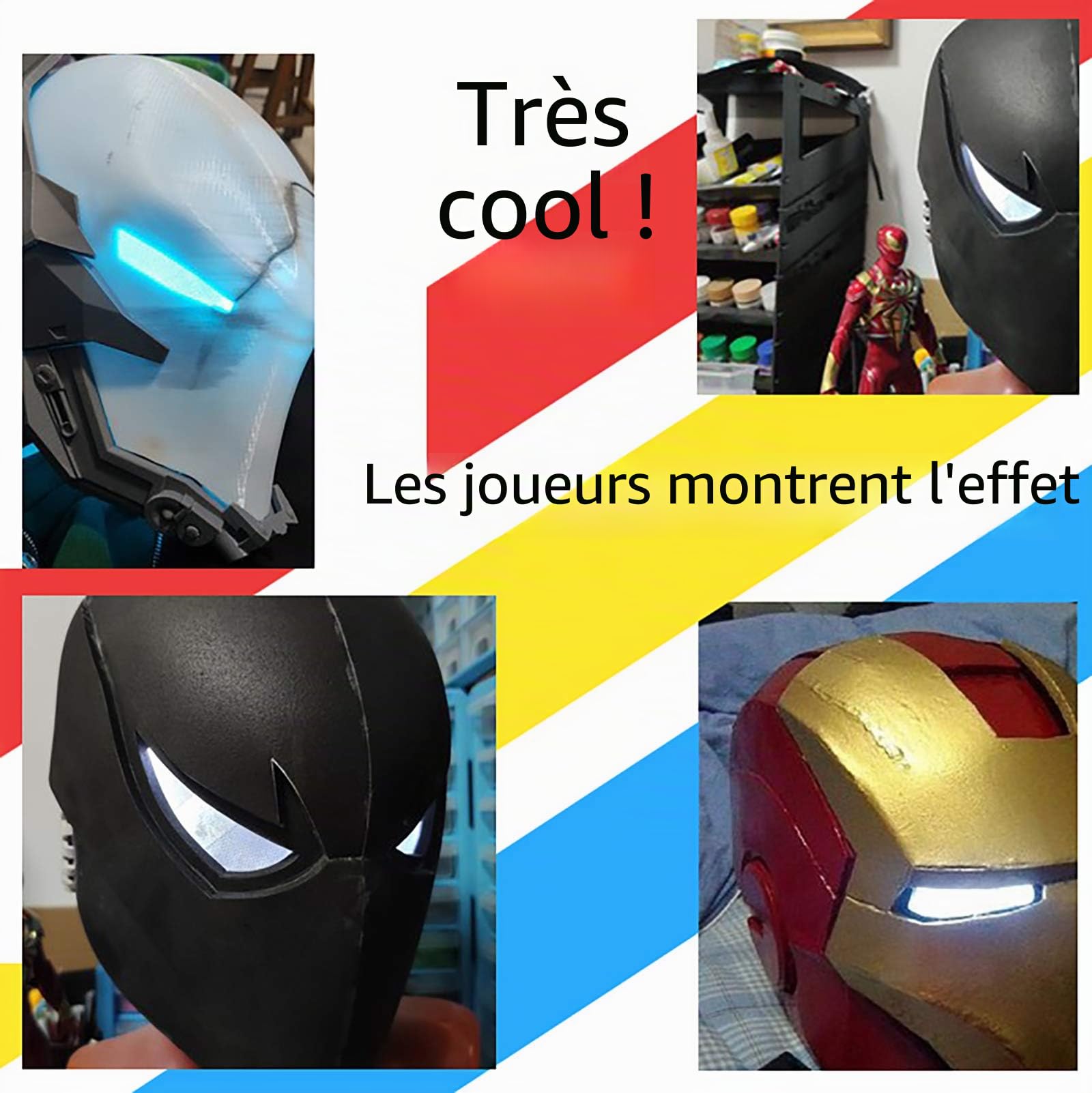 Casque Flexible Iron Man - Décorations LED Batman - Kit de Bricolage - Décorations RVB - Cadeau pour Homme