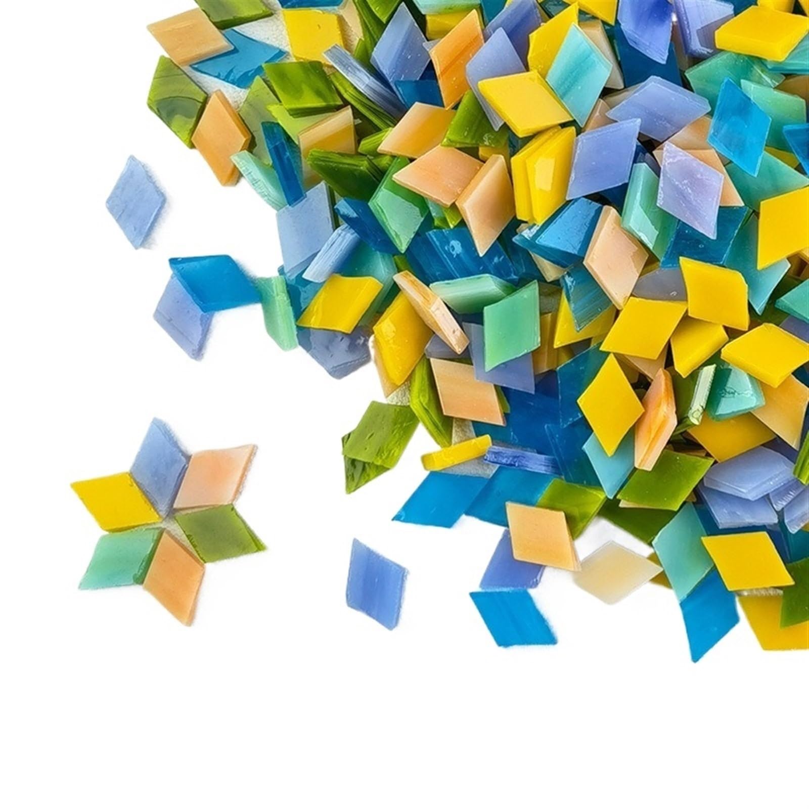 Mosaic Pieces 115g/4oz (Approx. 200pcs) Rhombic Mica Mosaic Tiles Translucent Micaceous Tile DIY Craft Materials Candleholder/Lampshade/Window for Home Garden Decoration Art Projects(Color 6)