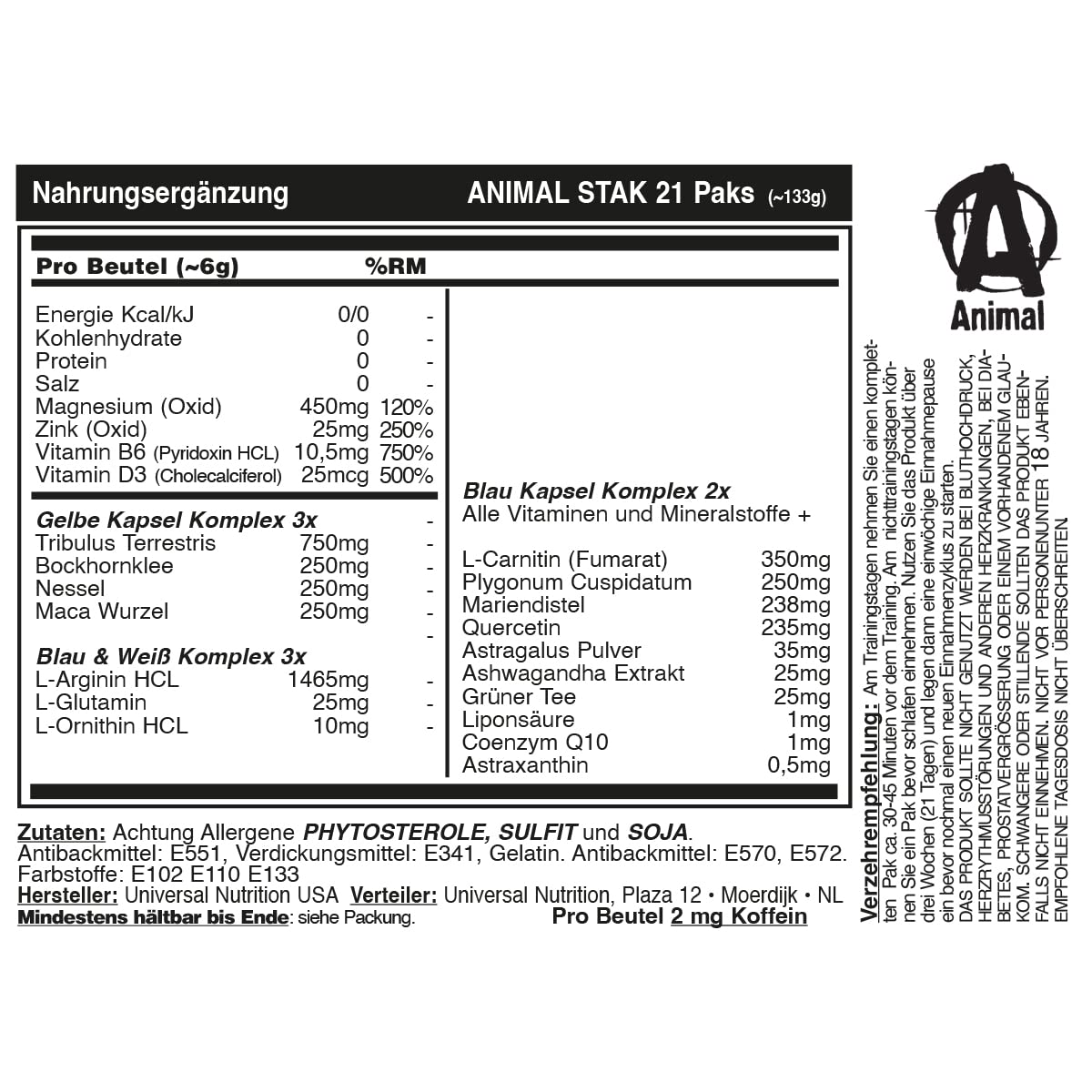 Animal Stak – 21 paquetes por Universal Nutrition