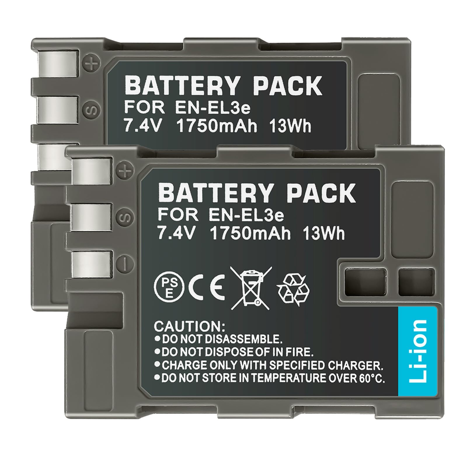 EN-EL3e Battery, 7.4V 1750mAh Lithium-Ion, 2 Pack, Compatible with Nikon D50 D70 D70s D80 D90 D100 D200 D300 D300s D700 DSLR Camera, Rechargeable-image-38