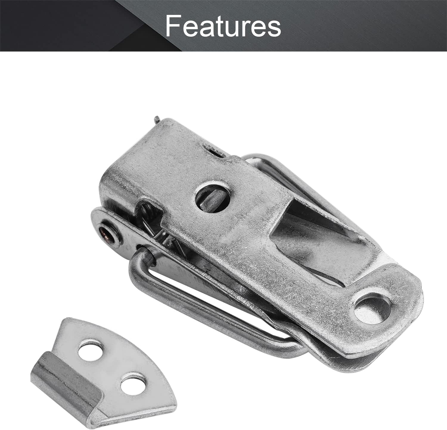 MroMax 58mm Spring Loaded Latch Catch Toggle Clamp Stainless Steel Duckbill Tensionlock Hasp for Cabinet Boxes Suitcase Safety Security Hardware Accessories Silver Tone 8pcs