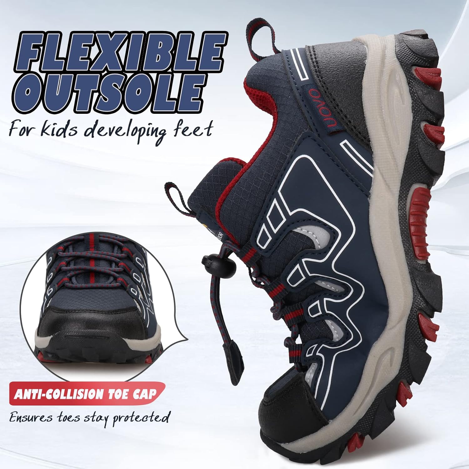 UOVO Boys Girls Kids Sneakers Hiking Running Outdoor Walking Tennis Shoes Waterproof Non Slip Fashion Sneakers(Little/Big Kids - Image 3