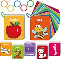 Torlam Toddler Flash Cards: 60 Double-Sided Baby Cognitive Cards for Alphabet, Numbers 1-10, Shapes, Colors, Animals, Words, Body Parts, Foods - Preschool Toys