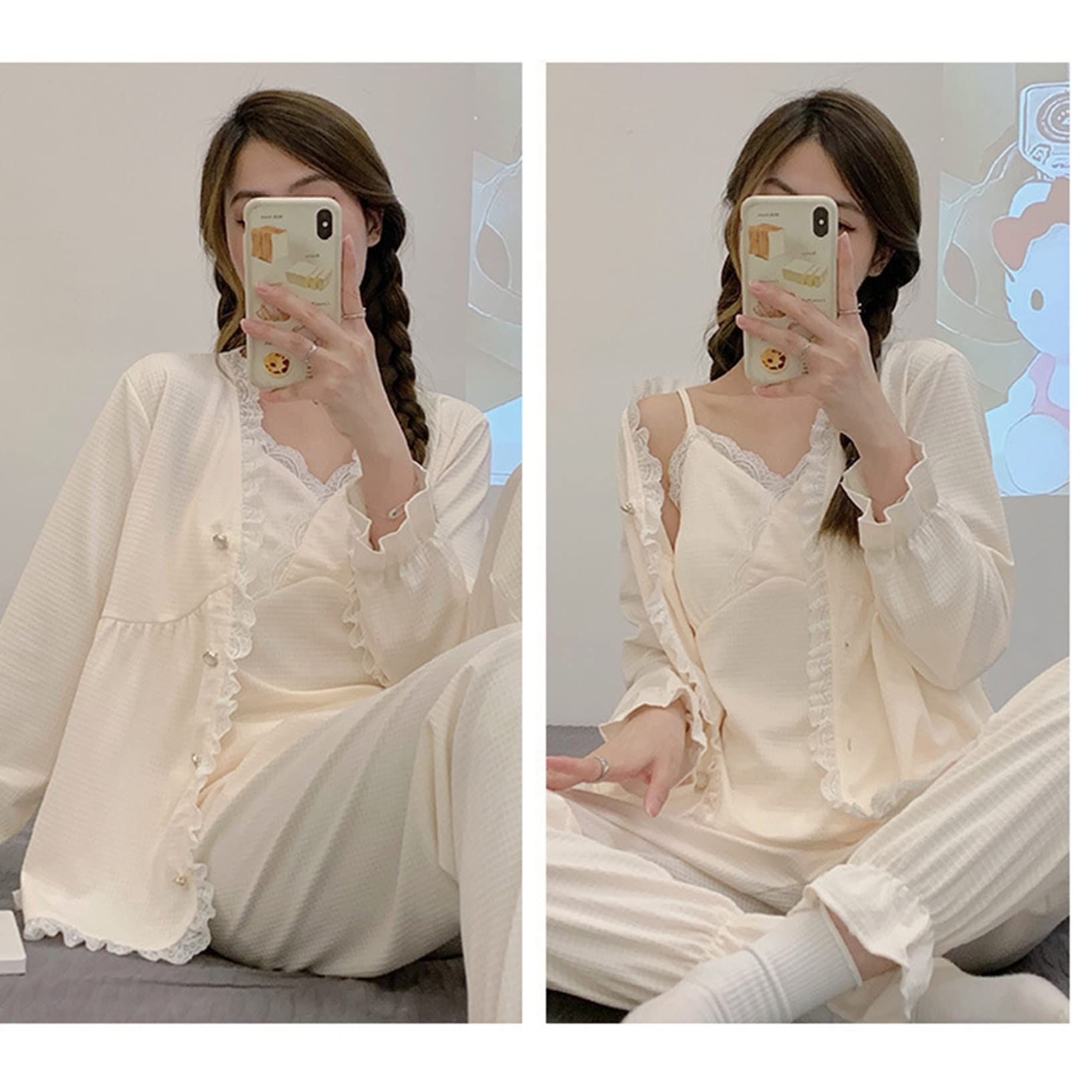 Amazon.co.jp: レディース パジャマ ルームウェアセット 3点
