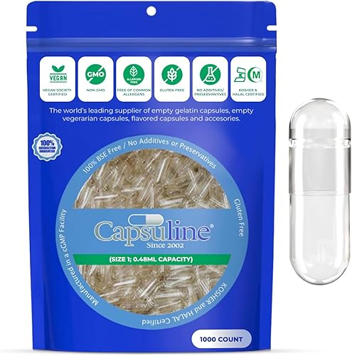 Miniatura 2 de Capsuline Clear Size 1 Empty Vegetarian Capsules 1000 Count - Gelatin Capsules