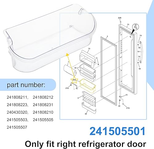 Miniatura 2 de Contenedor de puerta de refrigerador mejorado 241505501 compatible con Frigidaire FFSC2323TSA 241505501 piezas de repuesto LFSC2324VF3 FGSC2335TF0