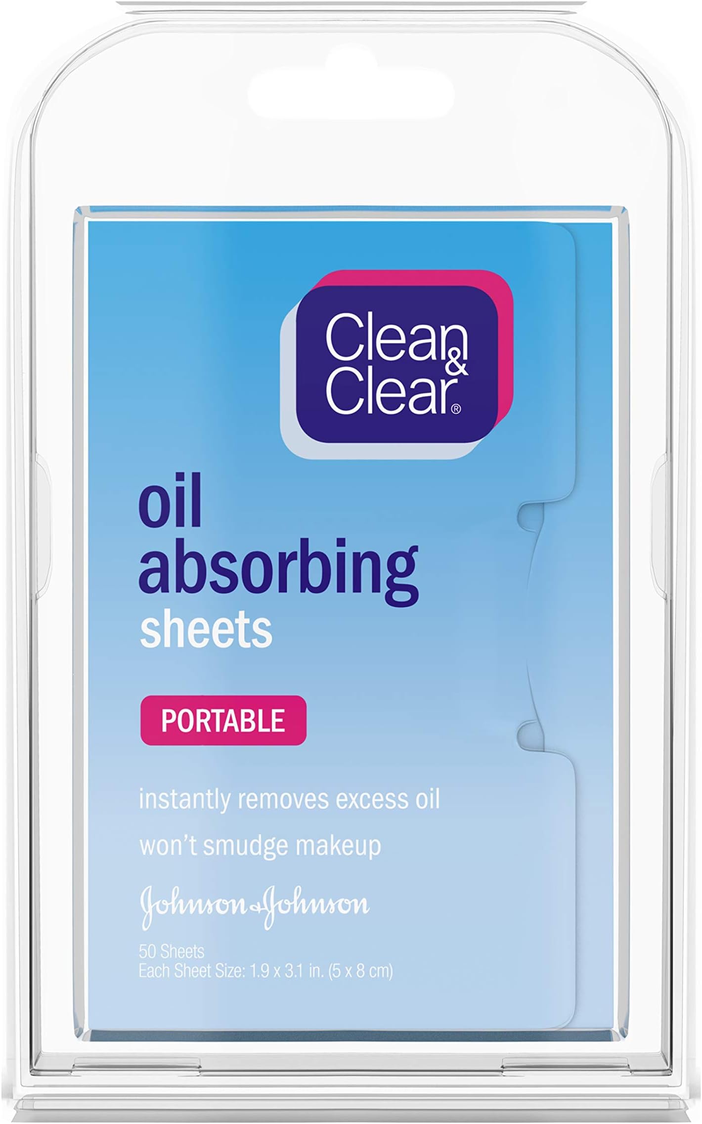 Clean & Clear Oil Absorbing Facial Sheets, Portable Blotting Papers for Face & Nose, Blotting Sheets for Oily Skin to Instantly Remove Excess Oil & Shine, Absorbing Blotting Papers, 50 ct