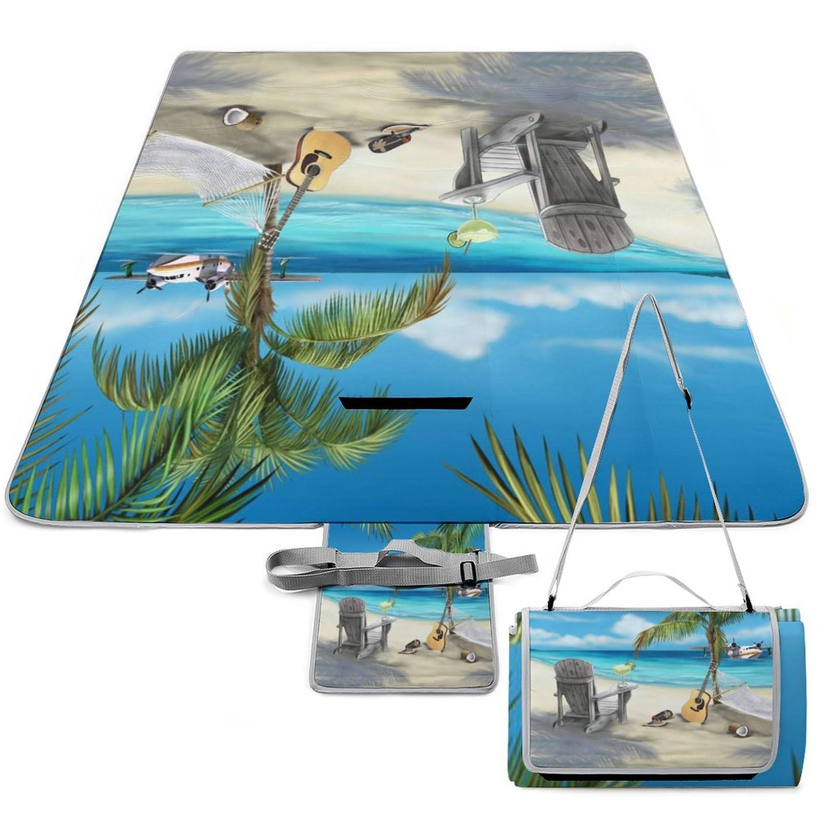 Couverture de pique-nique guitare de plage 148x148 pour vos moments de détente en camping