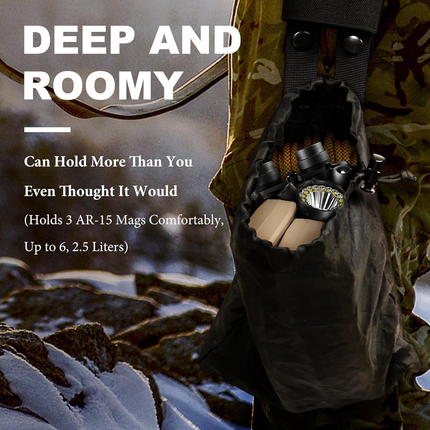 Ultralight Tactical Dump Pouch for Belt Compact & Foldable Molle Mag Pouch Durable Large Capacity 2.5L EDC Drop Bag - Image 6