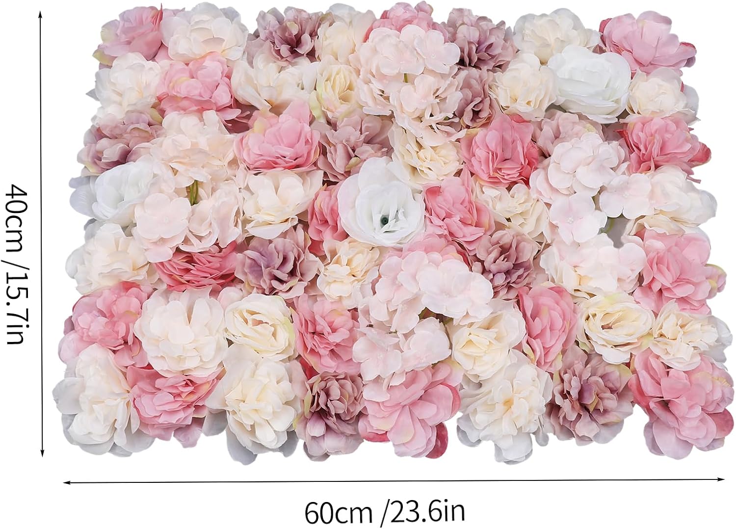 12pcs 24" x 16" Artificial Flower Wall Panel Background,3D Pink Silk Dahlia Hydrangea Rose Flowers Wall Backdrop for Wedding Party Event Photo Backdrop Wall Decor (Type 4)