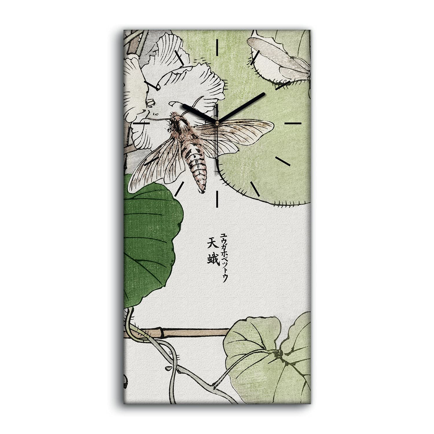 Horloge sur toile art mural salon moderne 30x60cm fleurs silencieuse sans tic tac