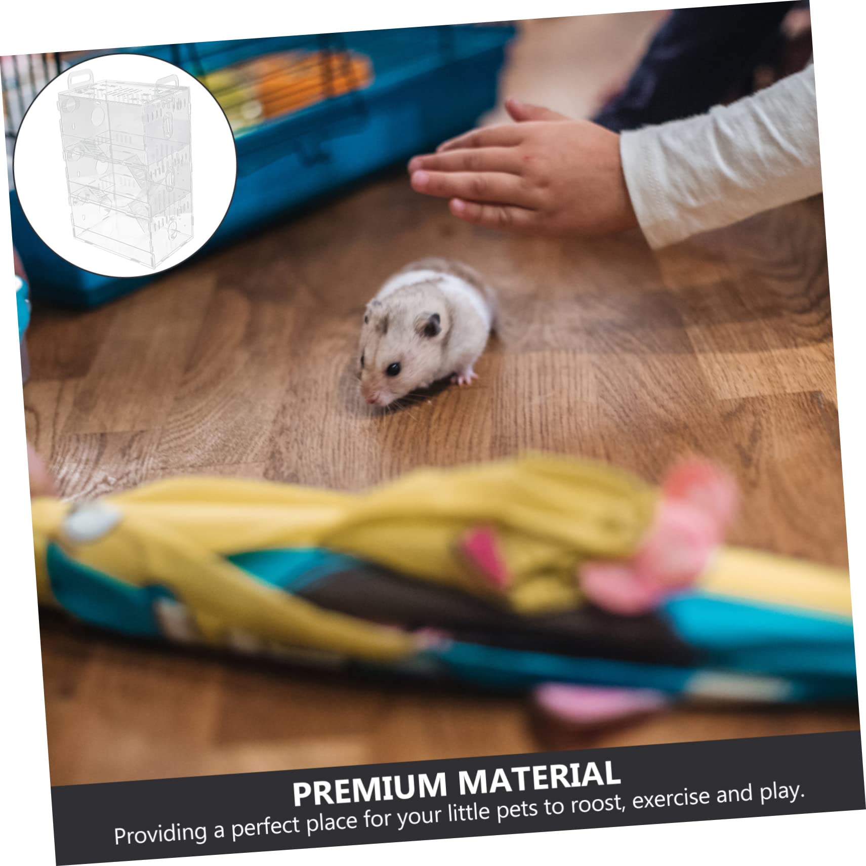 ibasenice Jaula para Hámster de Acrílico Transparente, Casa para Mascotas Pequeñas, Diseño Transpirable E Inodoro, Portátil, Adecuado para Chinchillas y Roedores