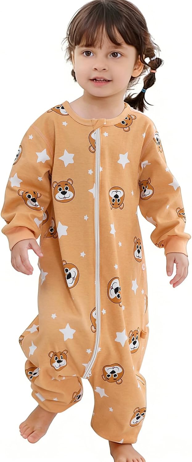 MICHLEY Baby Sleeping Sack with Legs Cotton Long Sleeve Toddler Wearable Blanket Sleeping Bag 6 Months-6 Years