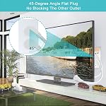 [2PACK] White Flat Plug Short Power Extension Cord - 8inch Low Profile Flat Plug 3 Prong Grounded Indoor Extension Cord, Rated for 13AMP,16AWG Heavy Duty Electrical Extension Cord with Flat Head