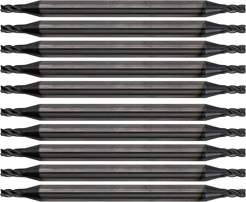 Miniatura 35 de CME - 10 fresas de carburo micrograno, punta cuadrada, doble extremo, revestimiento TiAlN, diámetro de fresado de 3/16 pulgadas, longitud de corte