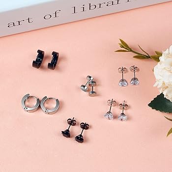 4 Paires Boucles D'oreilles Magnétiques En Acier Inoxydable