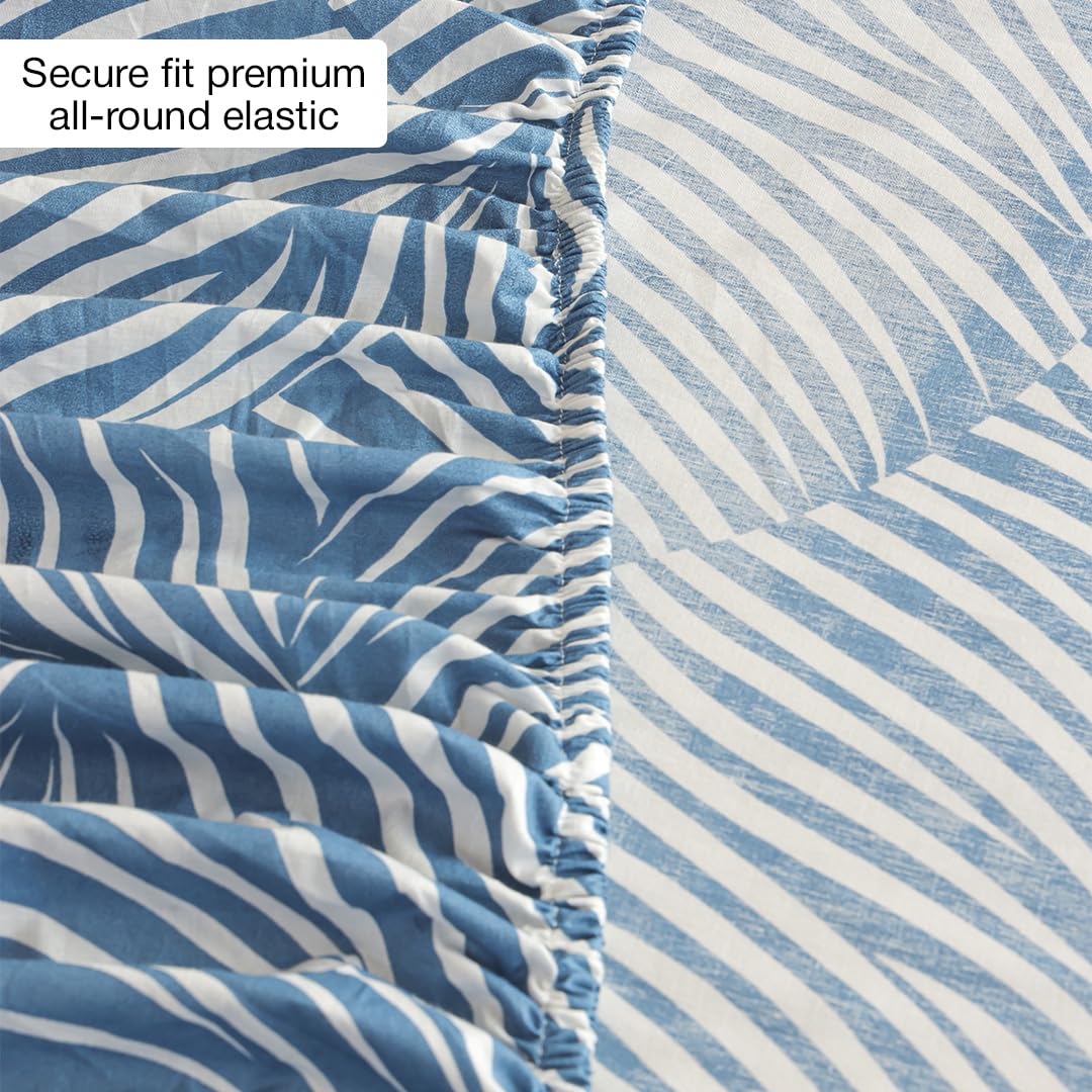 HOMEMONDE Blue Feather Fitted Sheet - King Size -4