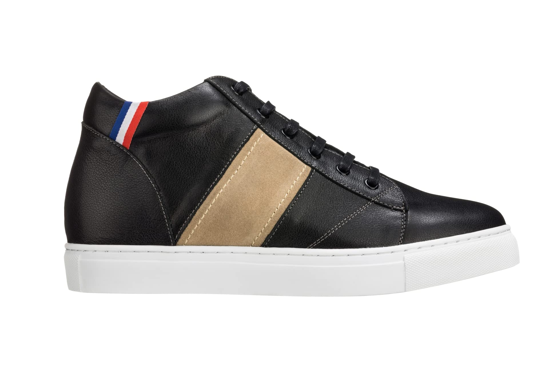 CALTO Zapatos de elevador invisibles para hombre con aumento de altura - Zapatillas de deporte de cuero con cordones casuales de moda - 2.8 pulgadas más alto