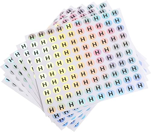 MECCANIXITY Adhesivos láser con letras mayúsculas, alfabeto H redondo, autoadhesivas, reflectantes, para inventario, almacenamiento, organización,
