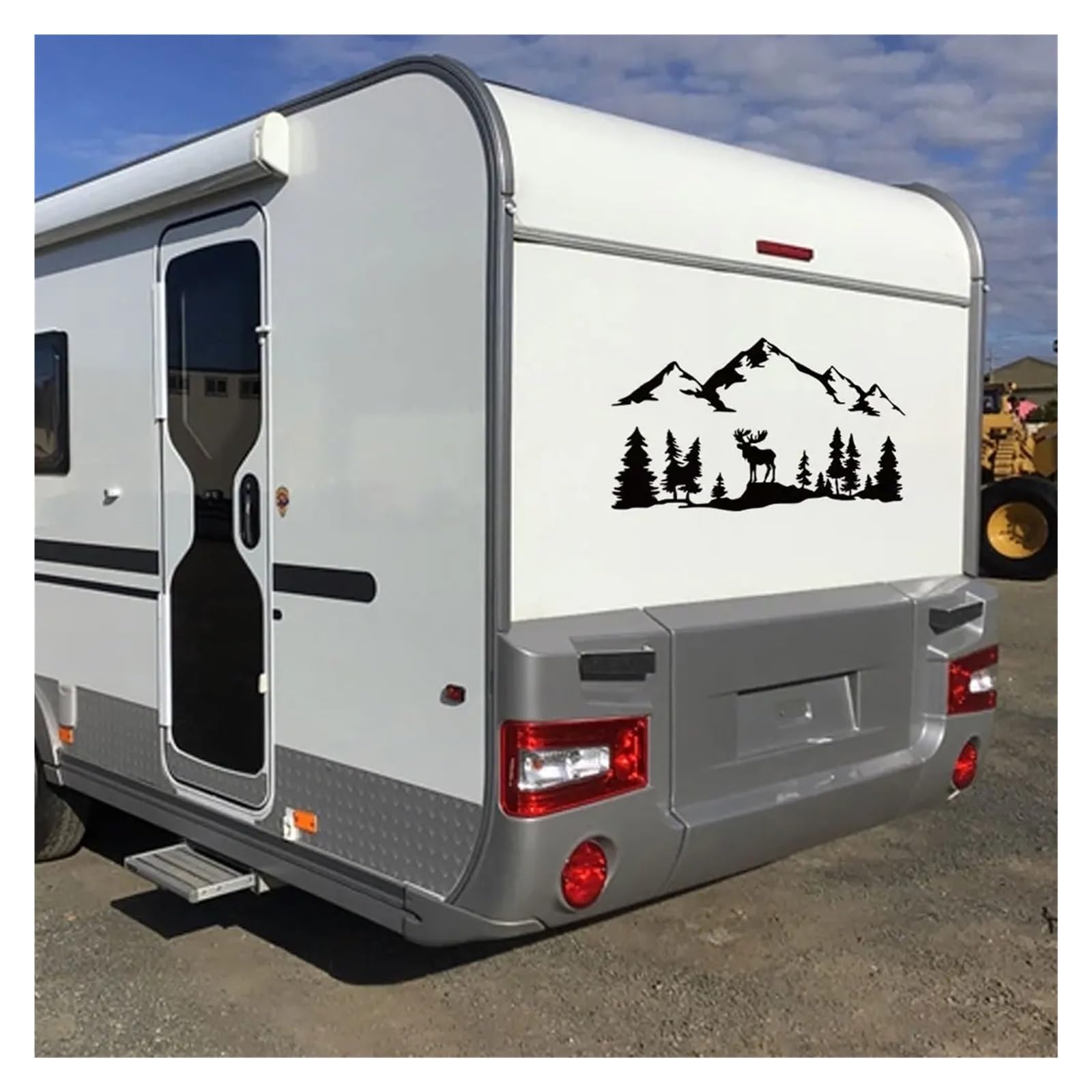 Adesivi for auto, for camper, furgone for cavalli, roulotte, camper, furgone for esterni, grafica, alci, alberi, foresta, silhouette, decorazione, decalcomania(Gray,158x80cm)
