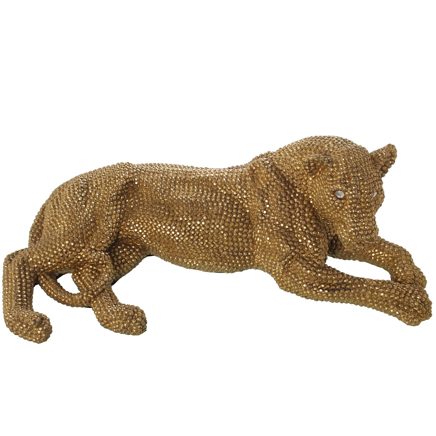Figurine de lion en résine dorée DRW pour meubler un grand espace vide avec élégance