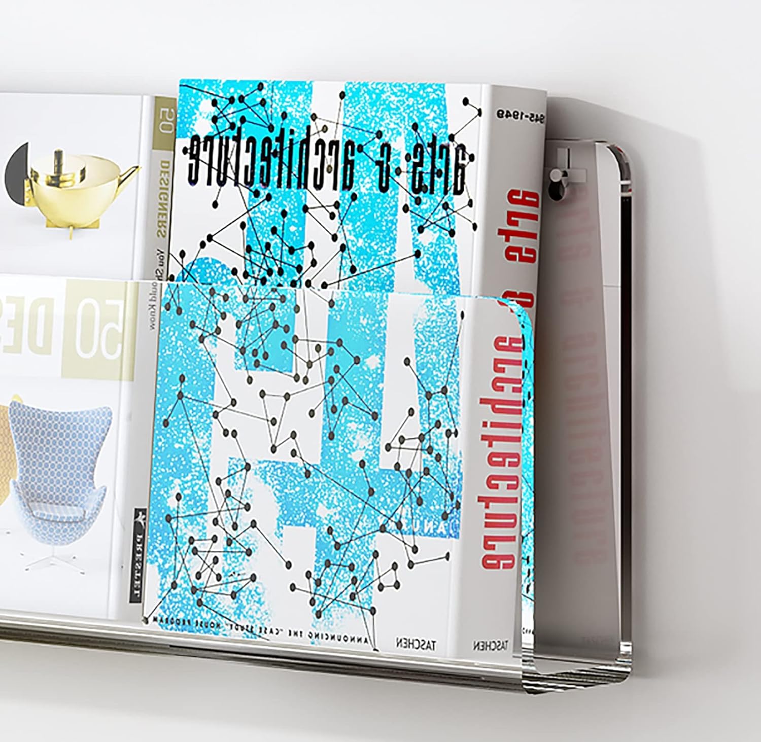 Acrylic Wall Mounted Floating Bookshelf Rack Clear Magazine 40-120cm(100cm(39 3/8"))