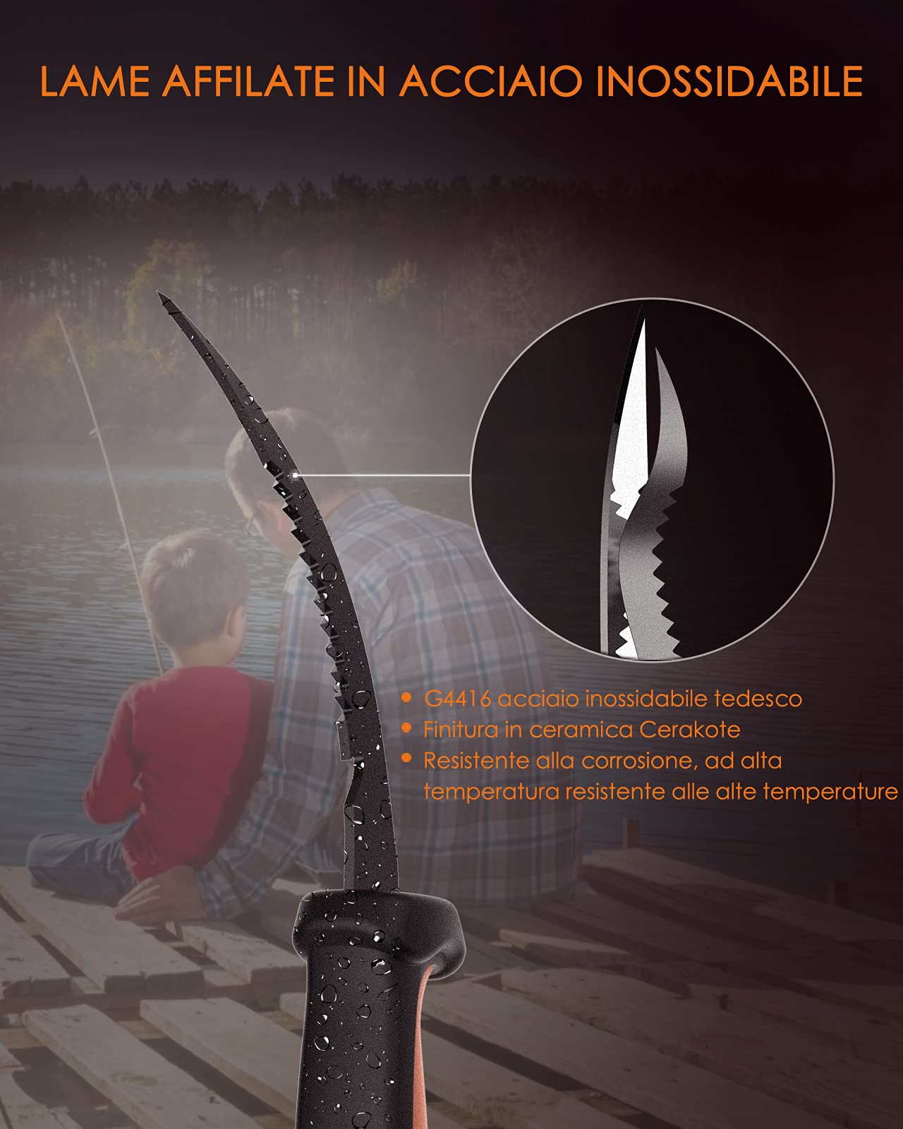Fishing Fillet - Cuchillo y cuchillo de señuelo, 5 pulgadas Razor Sharp G4416 de acero inoxidable, cuchillo de filete para exteriores, cocina, pesca, caza (2 unidades) by SkyFox