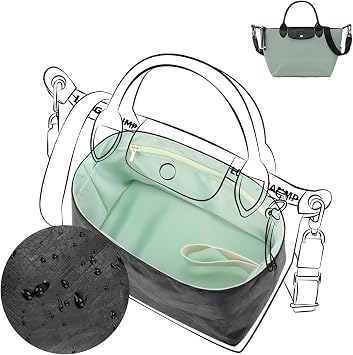DGAZ Lightweight Purse Organizer Insert for Longchamp-Le Pliage Energy Series Bag,silk and DupontPaper handbag inner for Luxury BagVert Fizz,Le Pliage Energy XS