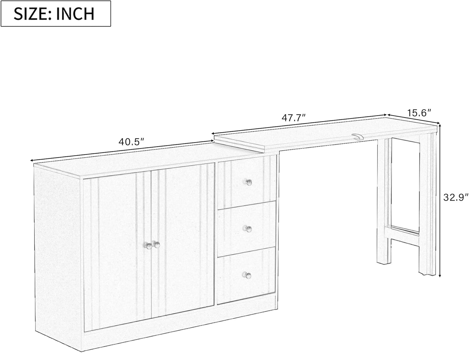 Sideboard That Effortlessly Converts Into A Dining Table and Adjustable Pull-Out Top for Flexible Use,Suitable for Study,Entrance and Living Room