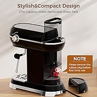 Vista 5 de Máquina de café expreso con espumador de leche, cafetera espresso de 20 barras para café con leche y capuchino, máquina de café Expressions