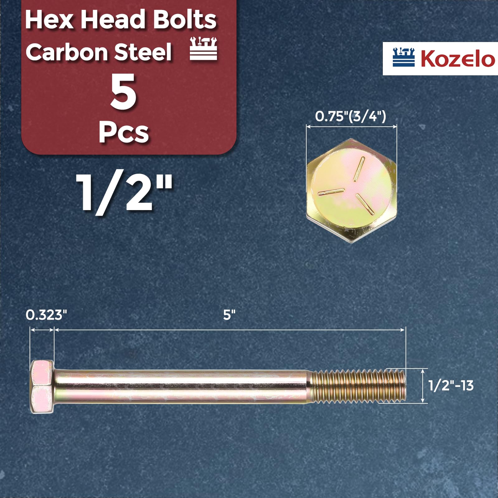 Kozelo 5 Pcs Hex Head Screws Bolts - Image 2