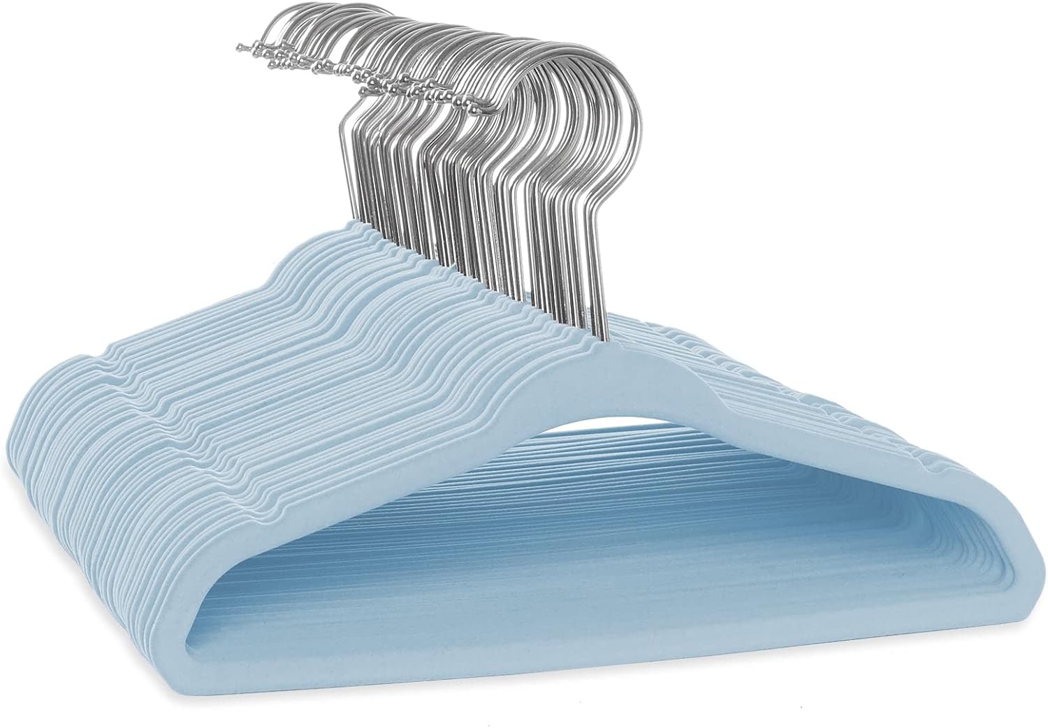 Casafield 50 Velvet Baby Hangers - 11" Size for Infant & Toddler Clothes - Light Blue