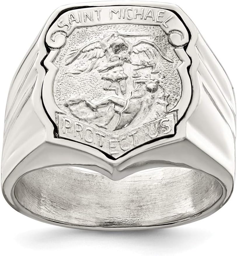 Beautiful Sterling Silver Men's Saint Michael Ring