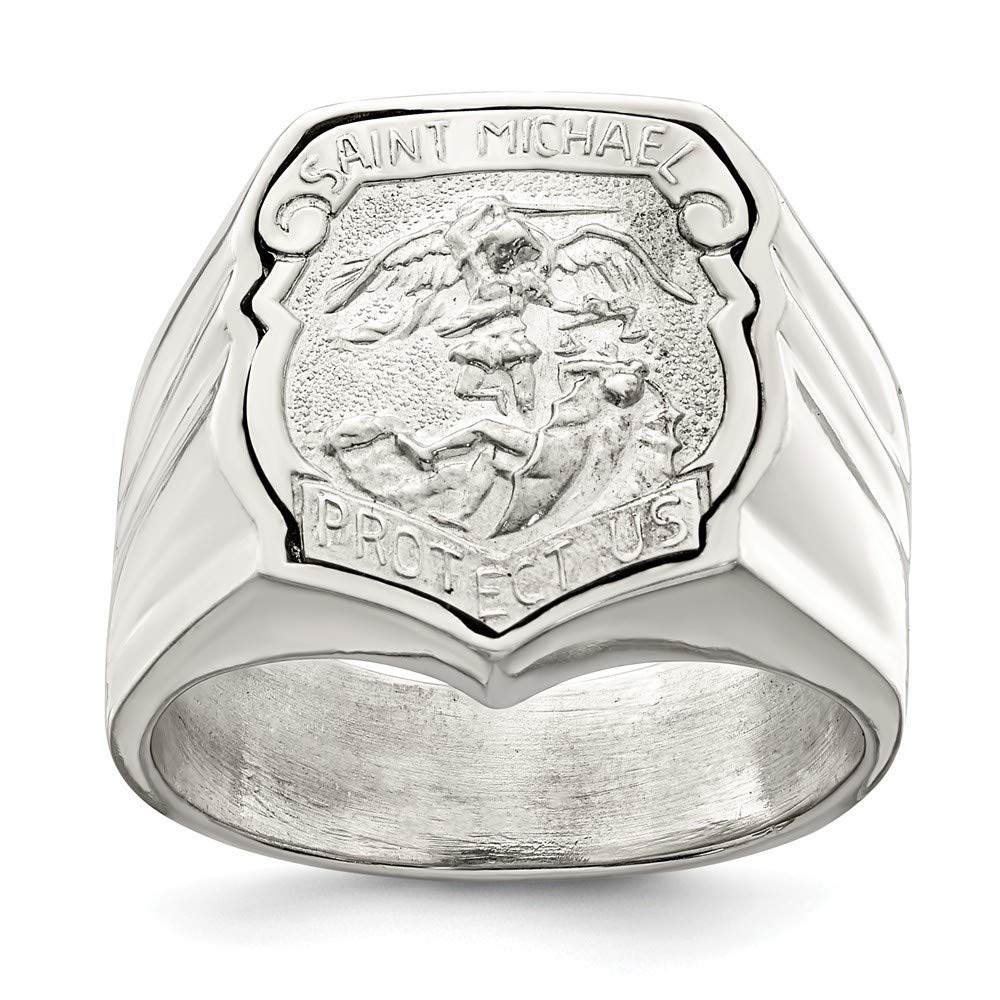Beautiful Sterling Silver Men's Saint Michael Ring
