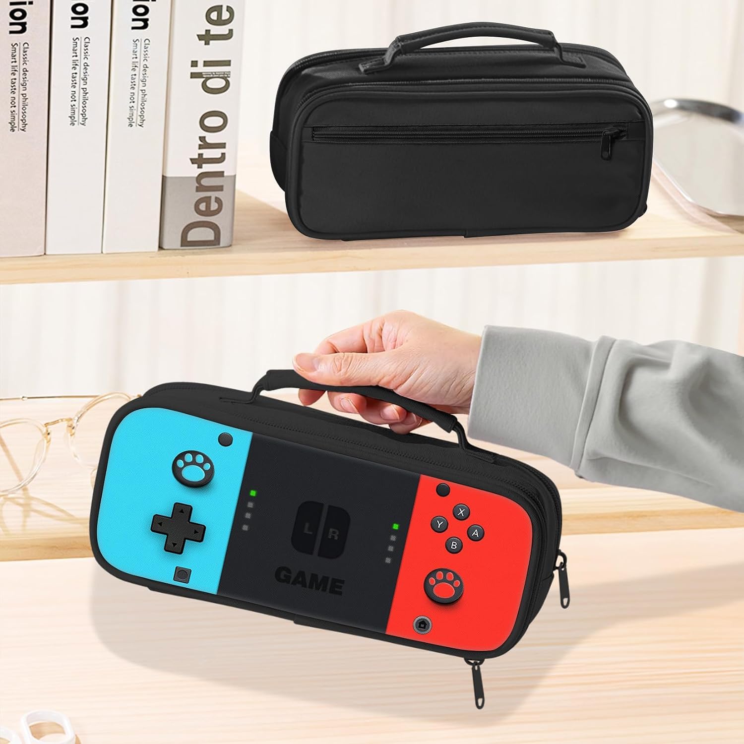 TILYTADLY Large Pencil Case for Boys - Gamer Boys Pencil Pouch With Handle - Big Capacity Pen Box Pen Bag With Zipper Compartments, School Supplies Stationary Organizer for Kids Teens Adults