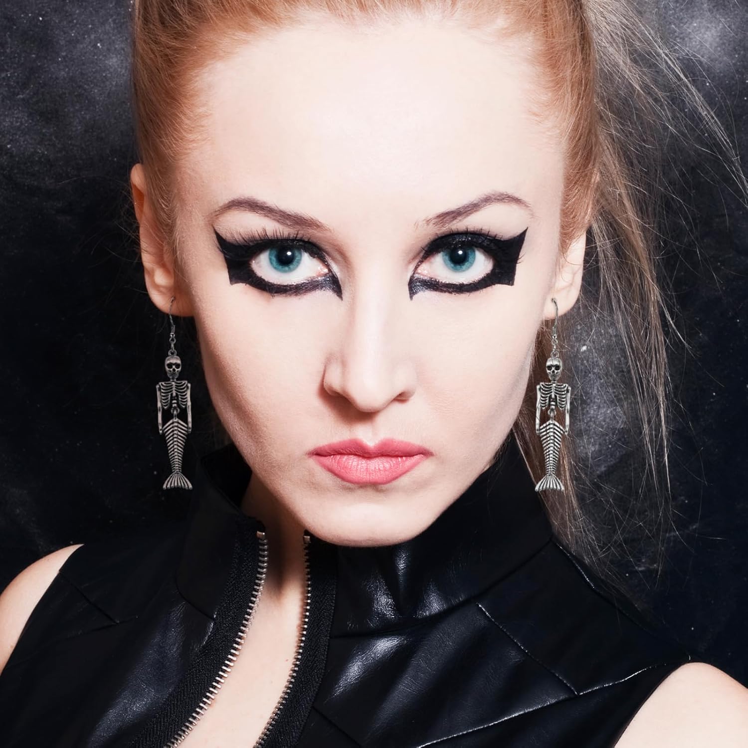 Halloween Earrings for Women Spooky Skeleton Skull Earrings Gothic Skeleton Dangle Earrings Halloween Theme Jewelry Halloween Costume Accessories(Silver Skull) - Image 4