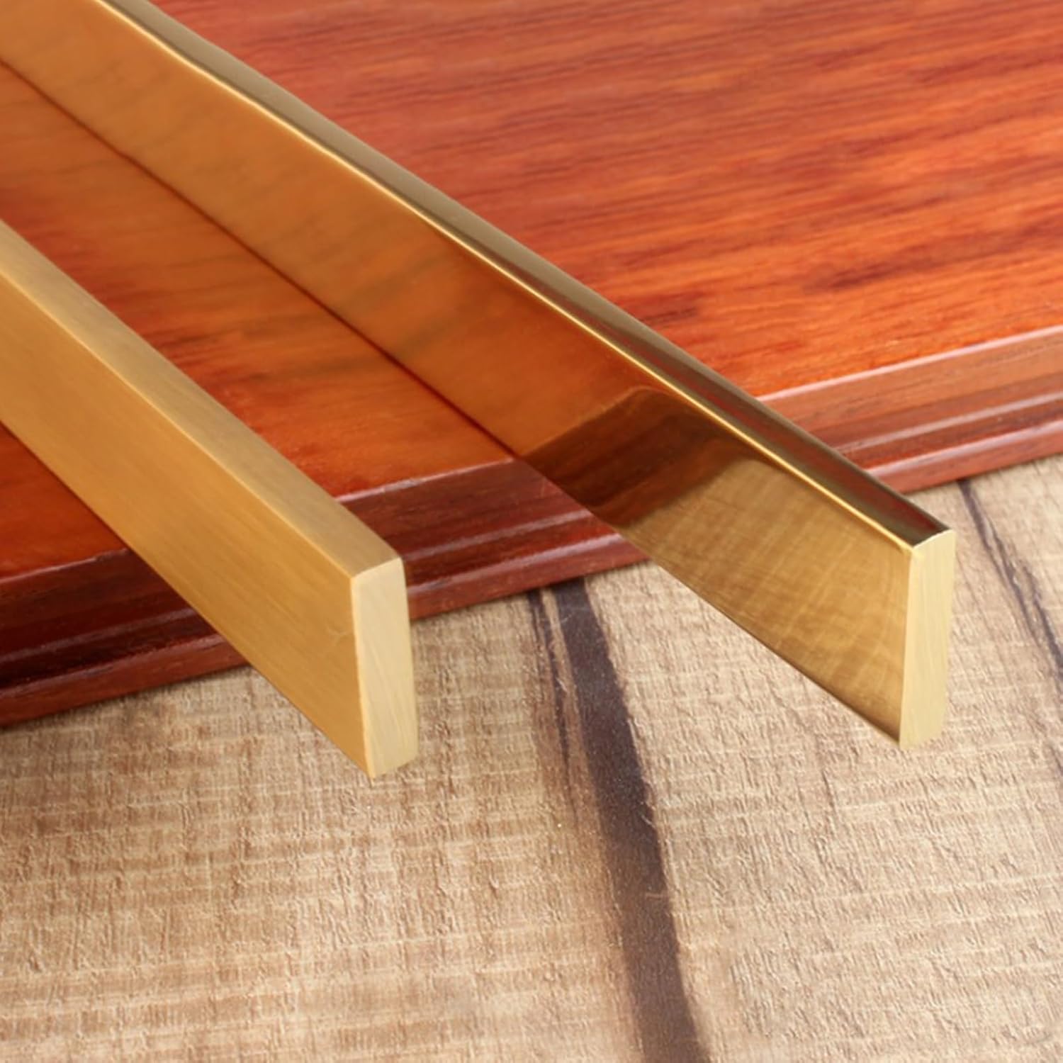Wood to Tile Flooring Transition Strips, Brass Edging Trim Strip Bars, Polished/Brushed Threshold Transition Strip, Heavy Duty Brass Flooring Strip (Color : Brushed, Size : 5x20mm)