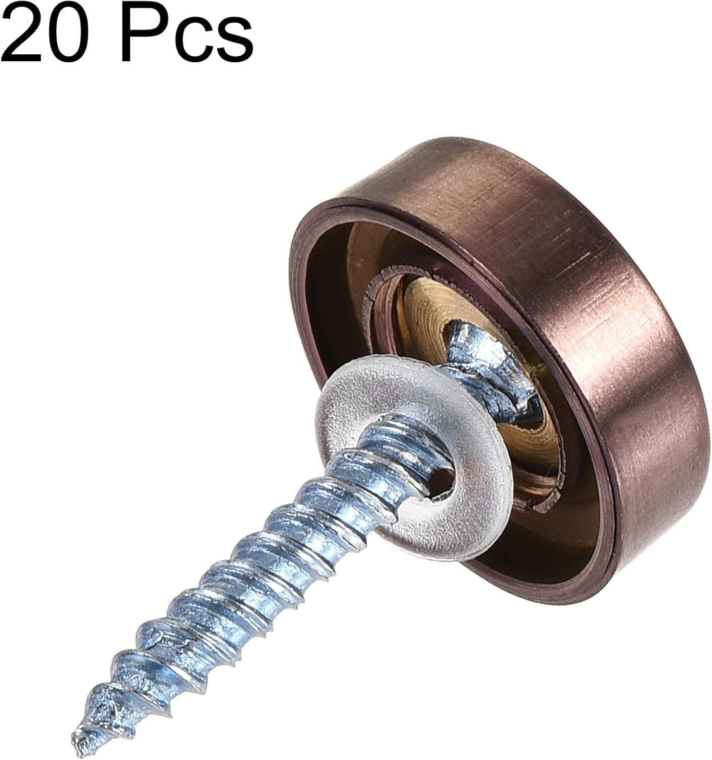 sourcing map Mirror Screws, 16mm/0.63", 20pcs Decorative Cap Fasteners Cover Nails, Wire Drawing, Rose Gold 304 Stainless Steel - Image 3