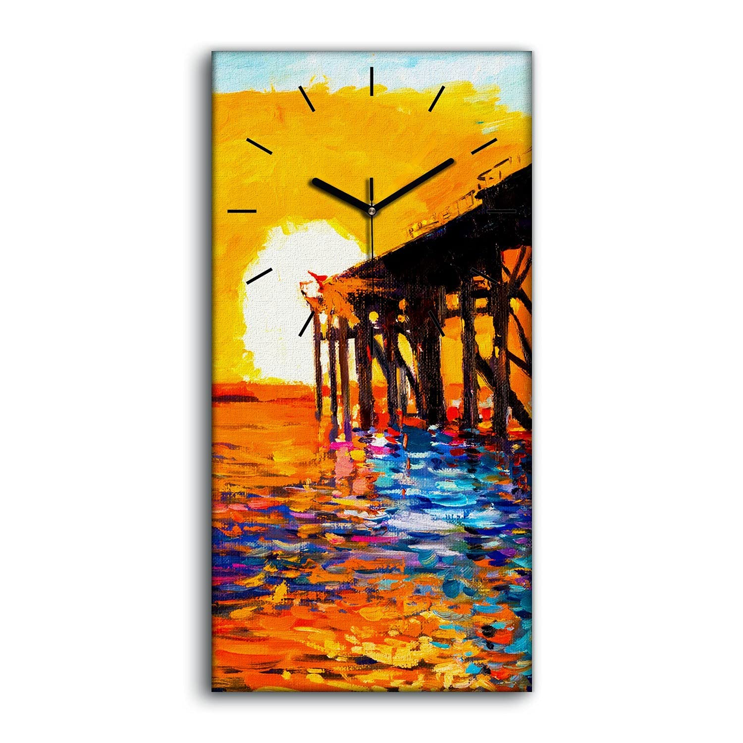 Horloge sur toile décorative pont sunset pour tableau mural de chambre zen