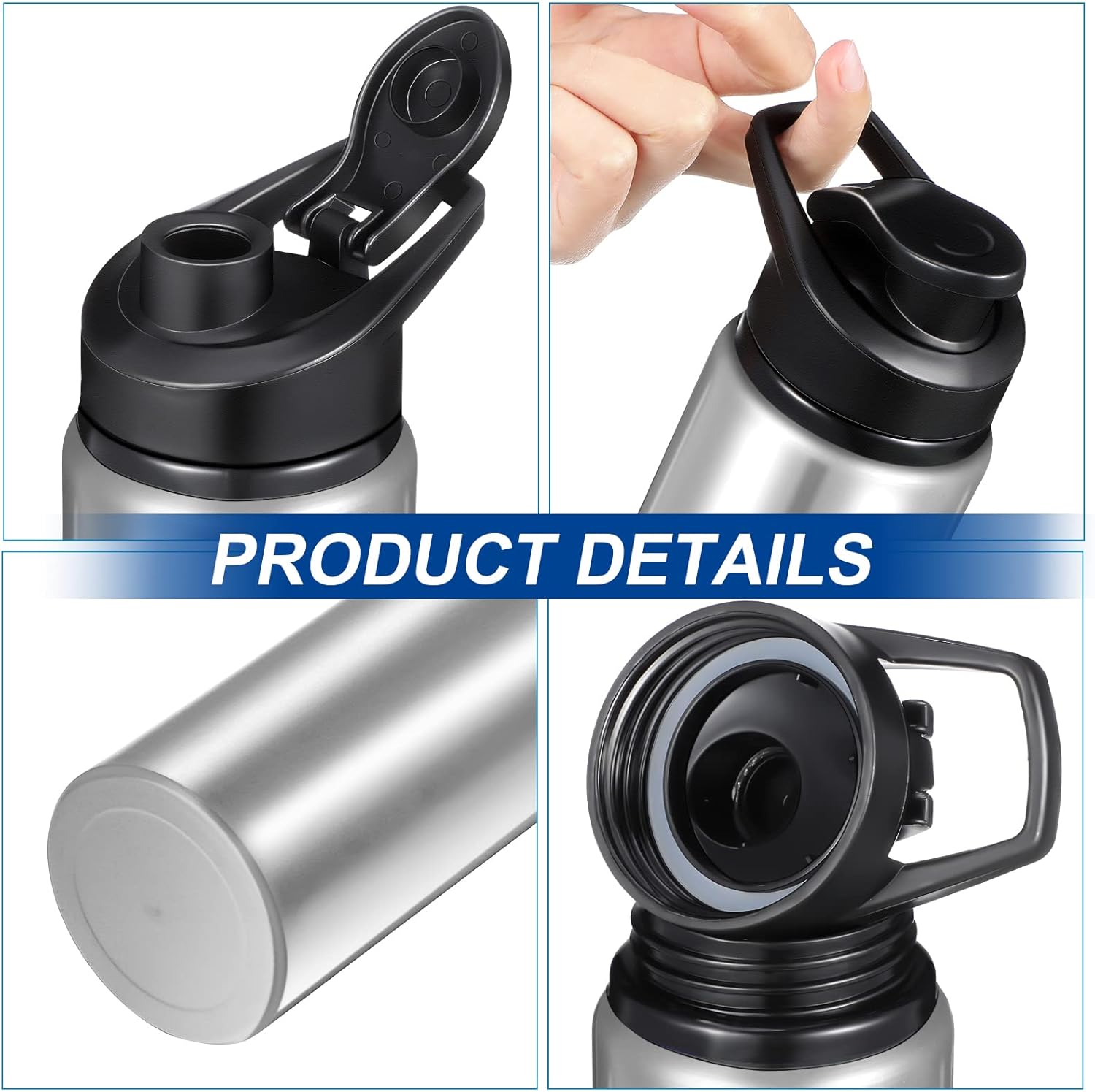 20 Pack Aluminum Water Bottles Bulk 20 Oz Insulated Metal Sports Water Bottles Reusable with Handle Valentine's Galentine's Back School Gifts for Travel Hiking Outdoor, Snap Lid - Image 3